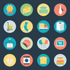 Set of Online Shopping Flat Icons 

