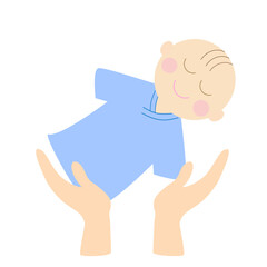 An illustration of raising both hands to celebrate the birth of a baby.