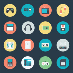 Pack of Flat Style Computer Accessories Icons

