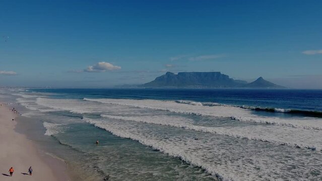 Drone Shot Blouberg Beach view on Table Mountain Cape Town Southafrica
