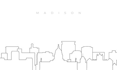 Outline Madison skyline. Trendy template with Madison buildings and landmarks in line style. Stock vector design.