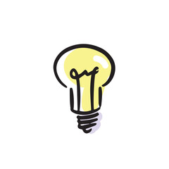 Sketch hand drawn light bulb, idea icon