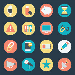Collection of Flat Style Media Accessories Icons 

