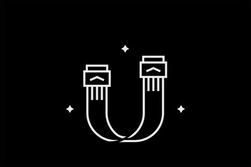 Geometric cable illustration. in flat style design. Vector flat icon.	
