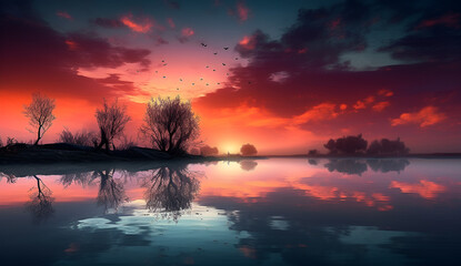 Fototapeta na wymiar Beautiful dawn sunset sky wallpaper hd