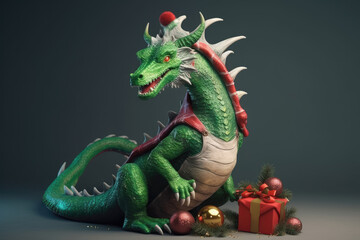Fototapeta na wymiar New year 2024. Chinese dragon, gifts, generative AI
