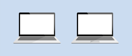 Laptop vector flat icon. Mockup laptop with shadow, vectori illustration
