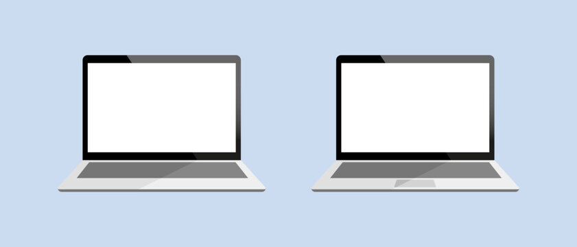 Laptop vector flat icon. Mockup laptop with shadow, vectori illustration