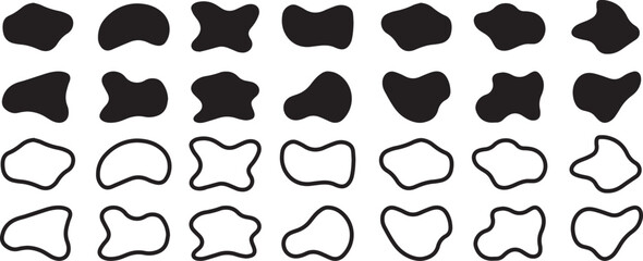 Fluid liquid irregular blob shape abstract elements graphic drops with outline flat style