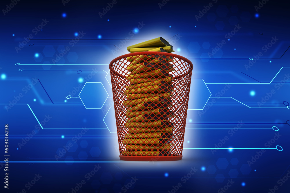 Aufkleber 3d rendering folder in recycle bin