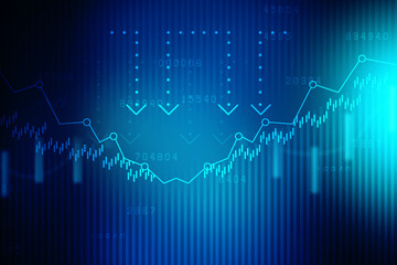 2d rendering Stock market online business concept. business Graph 
