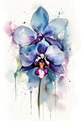 Vibrant Orchid Beauty: Lovely Watercolor Floral Art for Your Home Decor, Generative AI