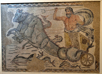 ANCIENT ROMAN MOSAICS FROM THE ARCHEOLOGICAL SITE OF TIMGAD IN ALGERIA