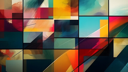 Vibrant Lines in Abstract Modern Collage Art. Generative AI