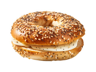 Fresh bagel sandwich isolated on transparent background