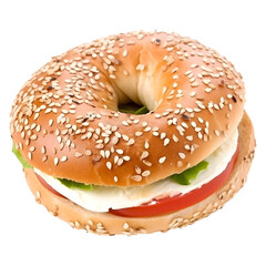 Fresh bagel sandwich isolated on transparent background