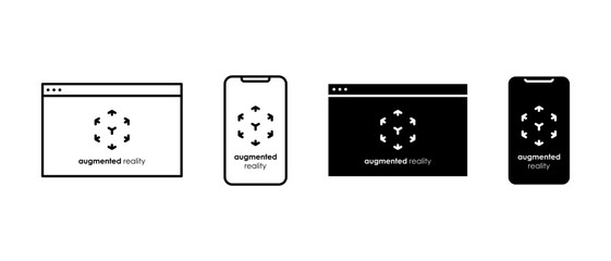 Browser and smartphone augmented reality vector icon set. Browser and smartphone vr simulation symbol