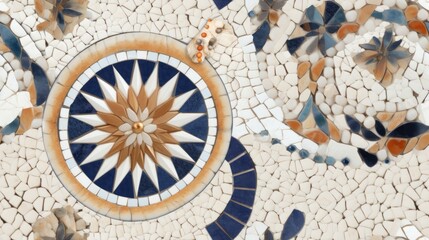 Fototapeta na wymiar aegean stones and mosaics from Santorini island