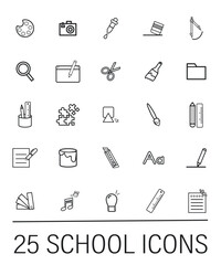 School line icon set. Simple outline style symbol for web template and app. Online service, call center, contact phone concept. Vector illustration isolated on white background. EPS 10