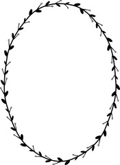 oval sheet frame isolated branches flower wreath leaf floral vector decoration border botanical minimalist wedding frames congratulations anniversary valentine winner award romantic 