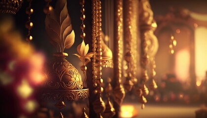 decorative indian wedding venue backdrop for marriage theme generative ai