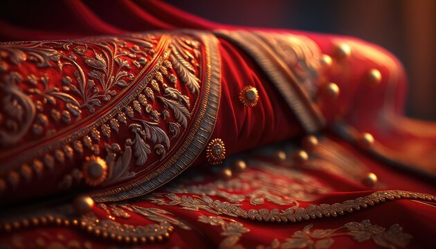 ethnic indian wedding fabric wallpaper for bridal special day generative ai