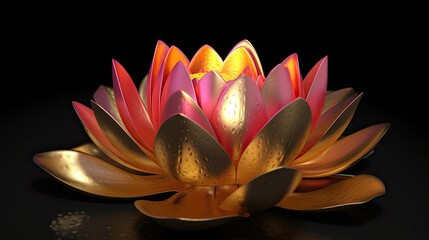 A Soothing Golden and Pink Lotus: The Perfect Meditation Flower, Generative AI