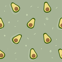 aesthetic seamless pattern with avocado vector