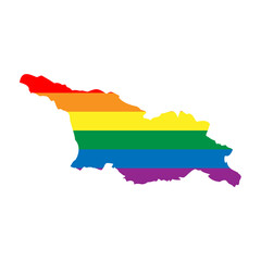 Georgia country silhouette. Country map silhouette in rainbow colors of LGBT flag.