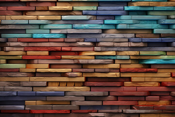 abstract multi color wooden wall wallpaper. generative AI