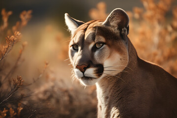 Cougar in nature. Generative AI
