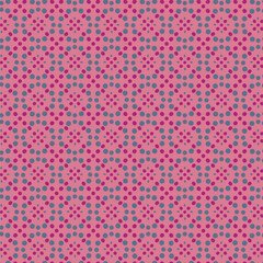 Four Color, Symmetry, Radiating Dots, Coordinate, Quilt Design, Vector ,Seamless, Repeating, Pattern,  Pink, Blue, 