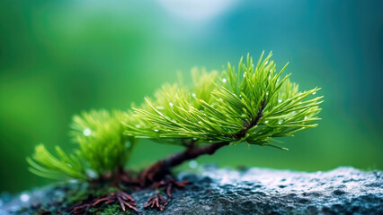 pine tree pine needles macro shot, close up, Generative AI