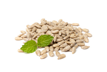 Peeled Sunflower Seeds Isolated, Raw Sunflower Kernels Group, Sun Flower Grains, Peeled Sunflower Seeds