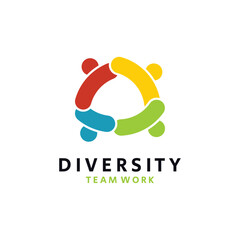 Colorful Diversity Logo Template. Icon of Unity, Friendship, Community and Togetherness.