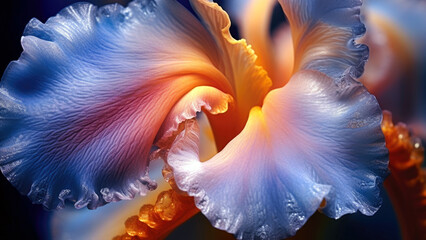 Fototapeta na wymiar iris petal, velvety texture macro shot, close up, Generative AI