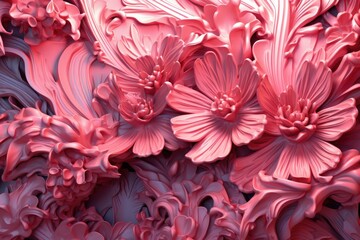 Abstract art background with pink flower and design elements. An abstract image of a pink artwork. Generated AI