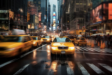 busy city street, Long-exposure photography. generative AI