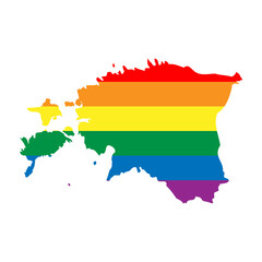 Estonia country silhouette. Country map silhouette in rainbow colors of LGBT flag.