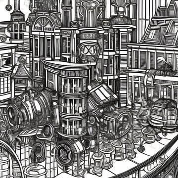 pattern of houses black and white Generative AI
