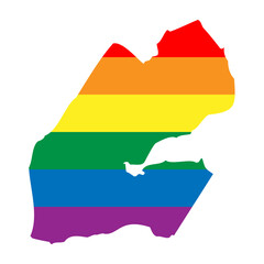 Djibouti country silhouette. Country map silhouette in rainbow colors of LGBT flag.
