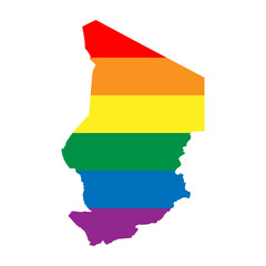 Chad country silhouette. Country map silhouette in rainbow colors of LGBT flag.