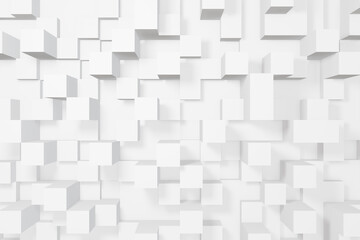 3D white low polygon square on white background. illustration 3D geometric minimalist style concept.