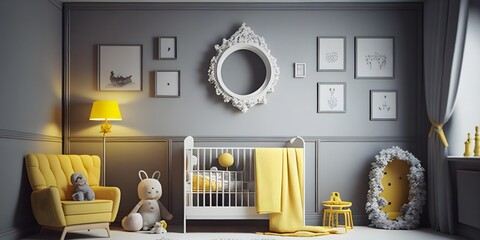 Modern baby room interior  children's room and baby interior.Generative AI