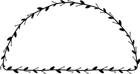 Semicircle sheet frame isolated branches flower wreath leaf floral vector decoration border botanical minimalist wedding frames congratulations anniversary valentine winner award romantic 