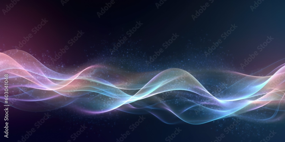 Poster wavy abstract shapes with glittering effect. generative ai aig21.
