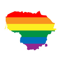 Lithuania country silhouette. Country map silhouette in rainbow colors of LGBT flag.