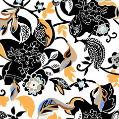 Fototapeta premium Seamless paisley pattern, ethnic floral design.