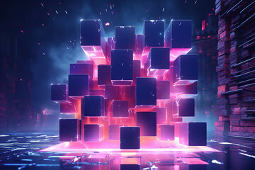 geometric cubes scifi wallpaper. generative AI