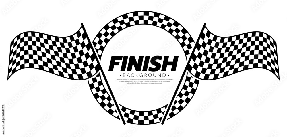 Poster race flag icon simple design race flag logo template. circle checkered finish flag. graphic vector f